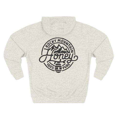 Rocky Mountain Honey Hoodie — 100% Pure Bee Logo Fleece Pullover