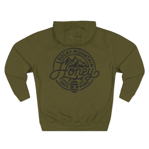 Rocky Mountain Honey Hoodie — 100% Pure Bee Logo Fleece Pullover