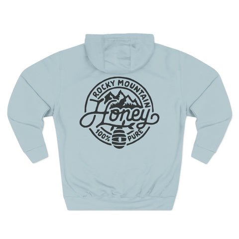 Rocky Mountain Honey Hoodie — 100% Pure Bee Logo Fleece Pullover