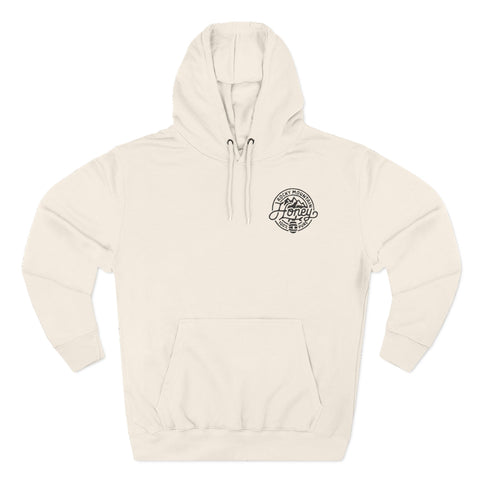 Rocky Mountain Honey Hoodie — 100% Pure Bee Logo Fleece Pullover