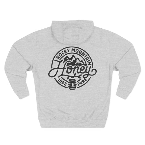 Rocky Mountain Honey Hoodie — 100% Pure Bee Logo Fleece Pullover