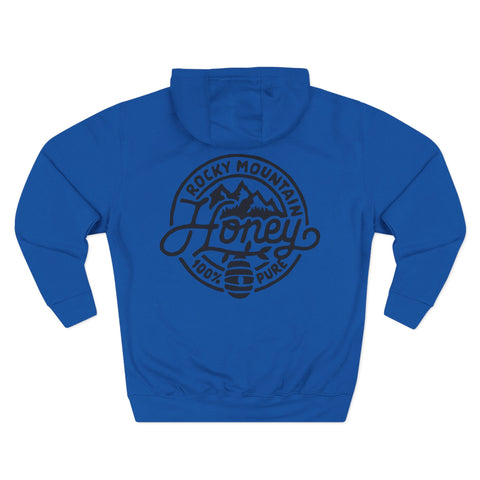 Rocky Mountain Honey Hoodie — 100% Pure Bee Logo Fleece Pullover