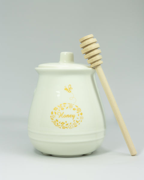 Big Sky Honey Gift Set – Wildflower & High Mountain Clover (2 x 22oz Glass Jars) with Ceramic Honey Pot & Dipper