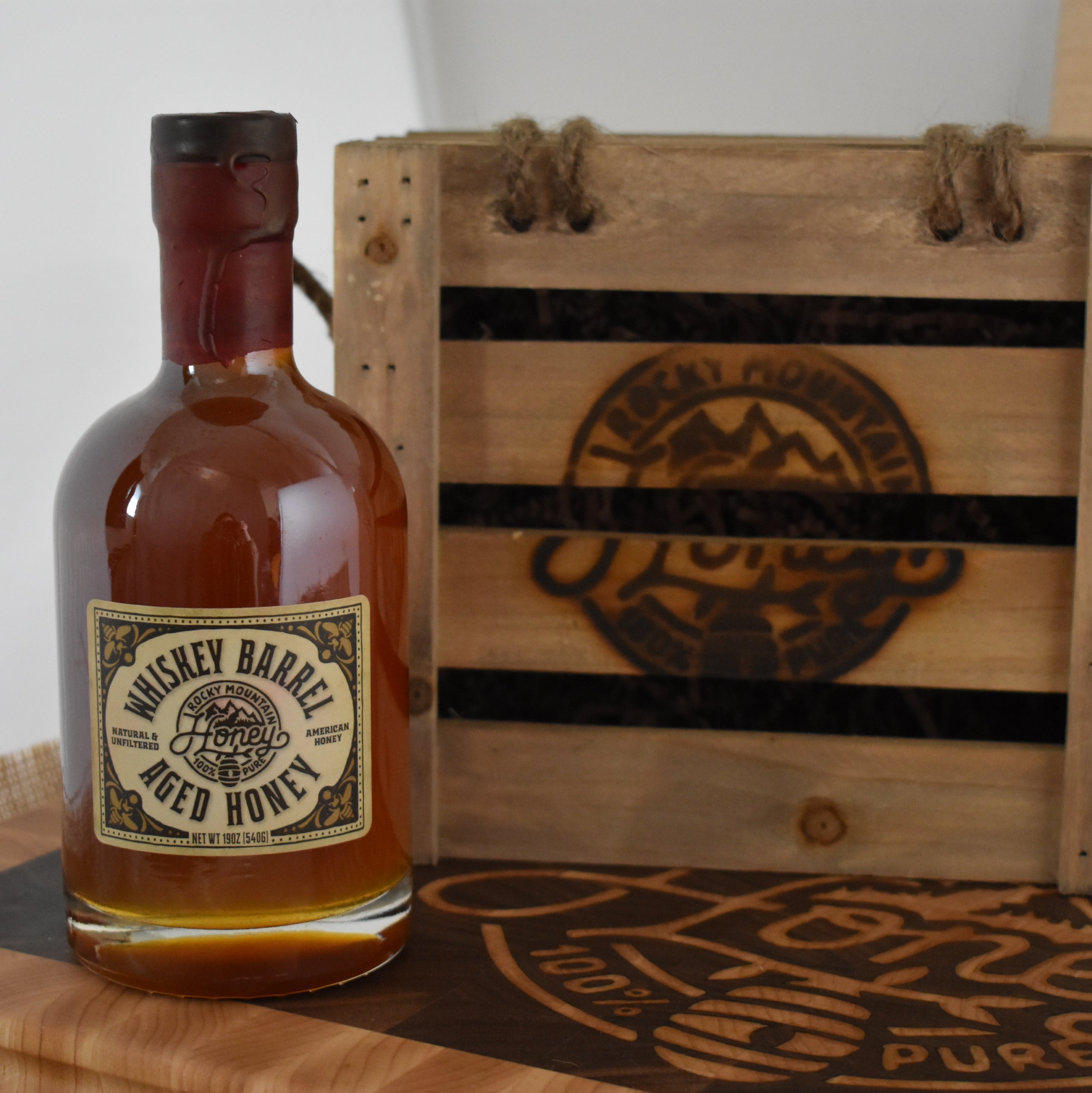 Whiskey Barrel Aged Honey Crate - Rocky Mountain Honey